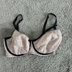 Wolf‎ & Whistle lace cutout contrast piping detail bra in pink